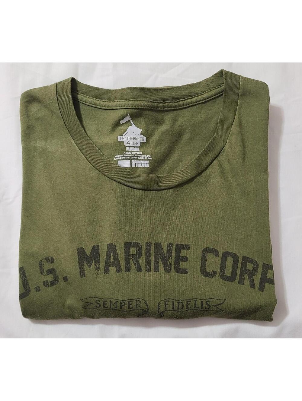 Leatherneck 4 Life US Marine Corps Mens Sz XL Green Vtg Style WWII USMC Training - Picture 7 of 7